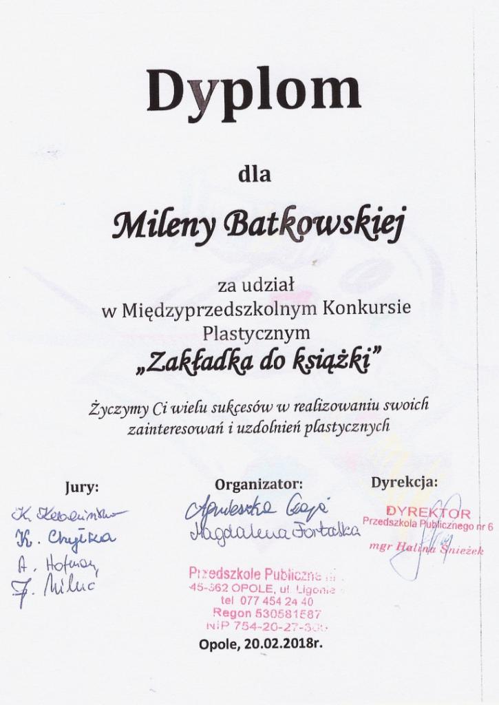 Dyplom Milenka